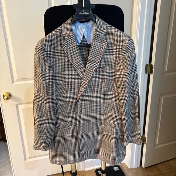 Brooks Brothers Men’s Madison Traditional-Fit Wool-Silk-Linen Check Hopsack 42 - Picture 10 of 11
